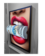 Load image into Gallery viewer, 3D PUT YOUR MONEY WHERE YOUR MOUTH IS red lips new money  EDITION Sculpture