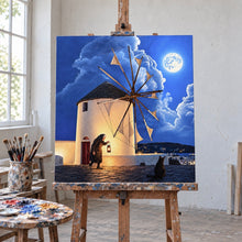 Load image into Gallery viewer, Moonlit Mykonos Original Oil painting
