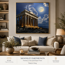 Load image into Gallery viewer, Moon lit Parthenon Greece Original Oil Painting on Canvas